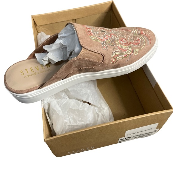 Steve Madden Natural Comfort Lora Embroidered Slip On Mule Clogs 9 - Picture 3 of 6